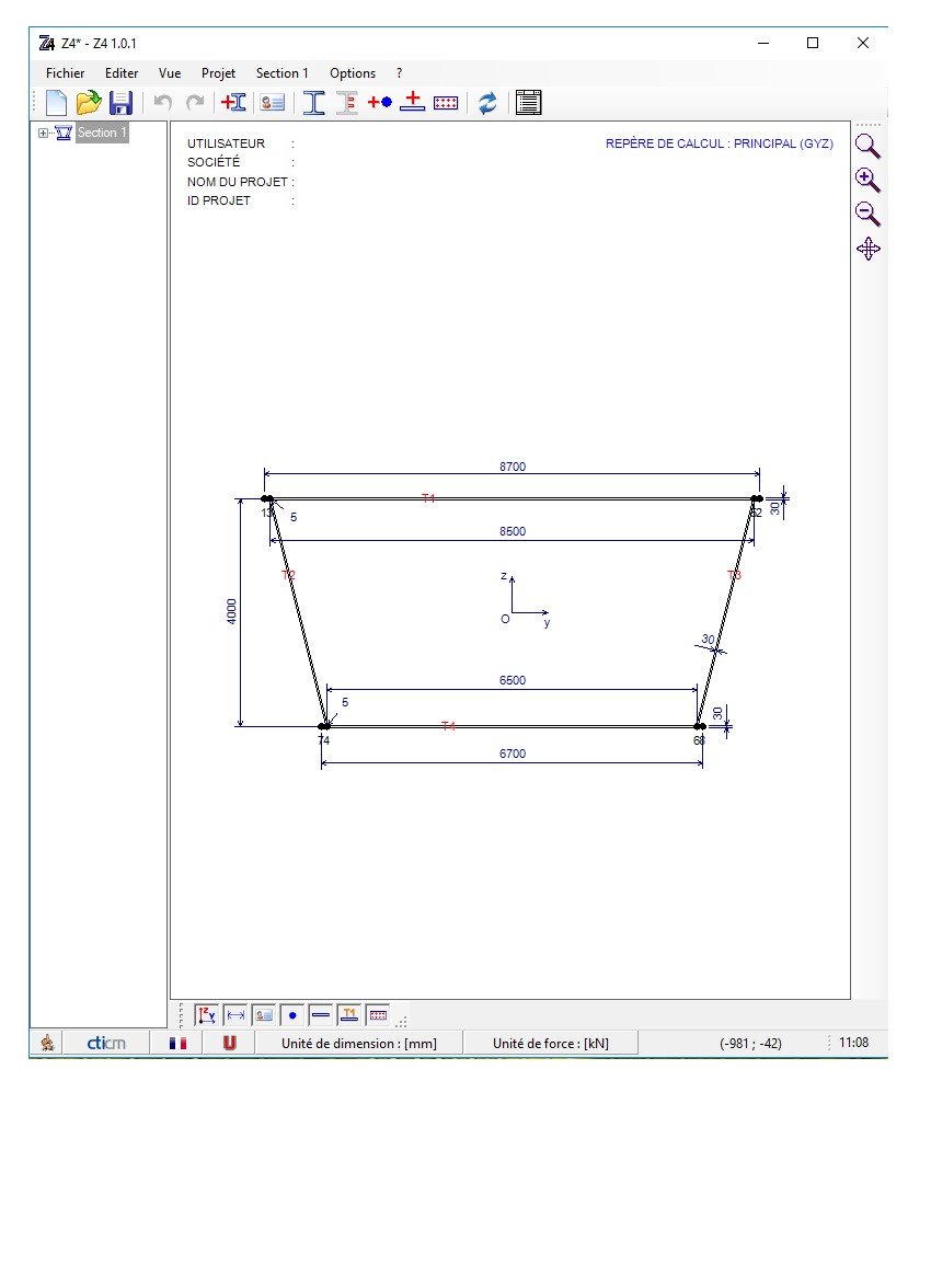 Logiciel Z4 du CTICM - image ecran